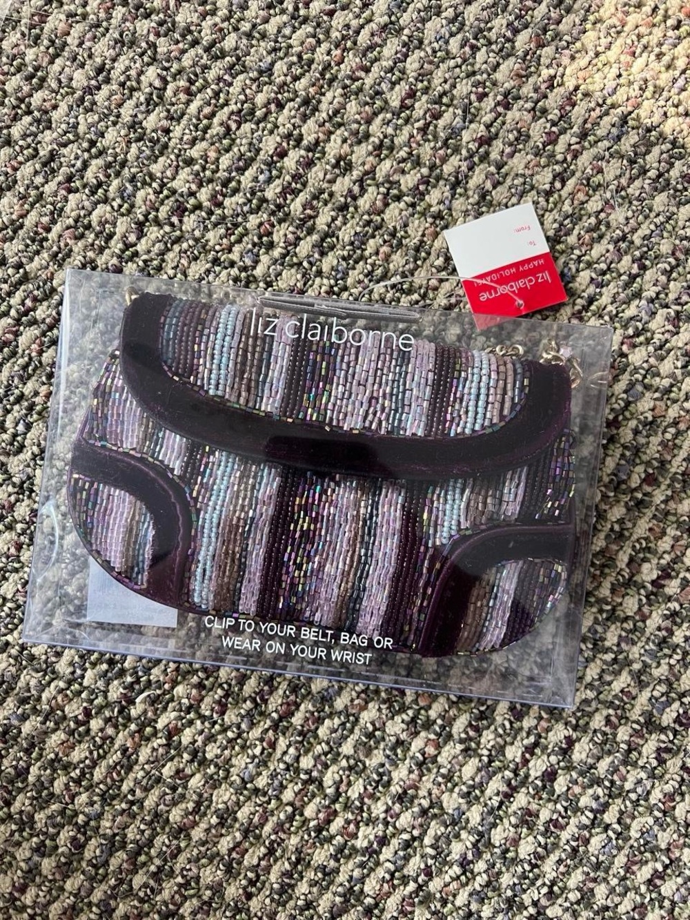 Y2K NWT Liz Claiborne Iridescent Beaded Crossbody Clutch or Belt Bag